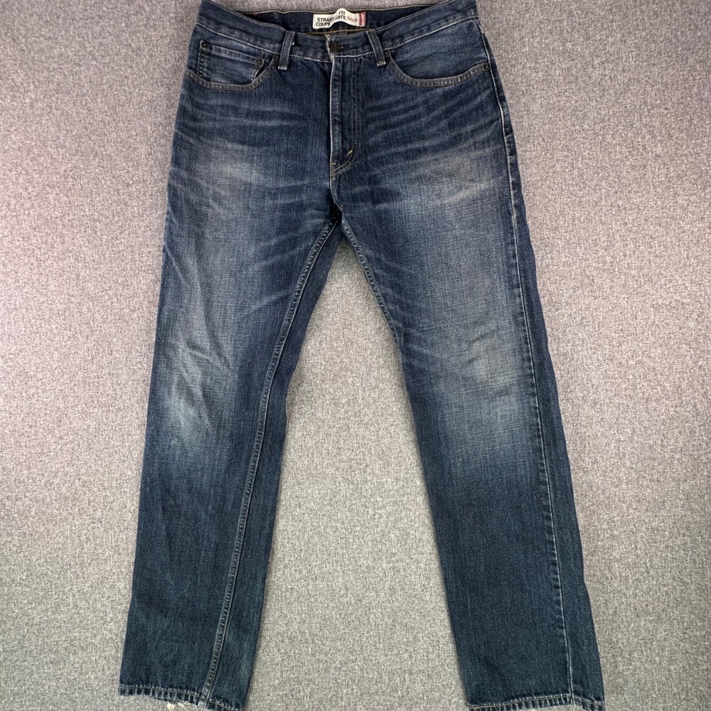 Levis Jeans Mens 34 505 Straight Fit Blue Medium Wash Frayed Hem Denim